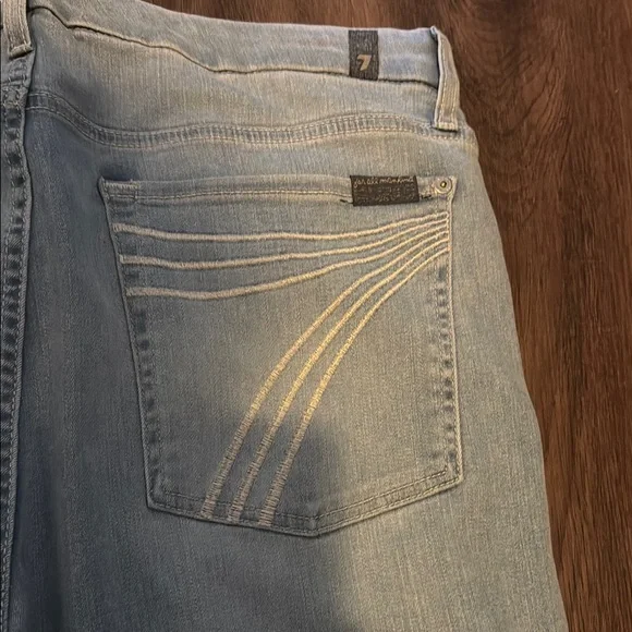 7 For All Mankind Dojo Blue Flare Wide Leg Jeans
